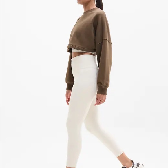 Athleta M Super Cropped Dolman Heavy Weight Terry Sweatshirt Olive Size Medium - Picture 7 of 7